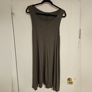 Khaki green ribbed dress 0X plus size sleeveless forever21 flared soft Summer